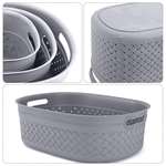 Kolorr Stitch Baskets Pack of 2 Large Size (11L Capacity) with 1 Lid for Home Storage -Grey
